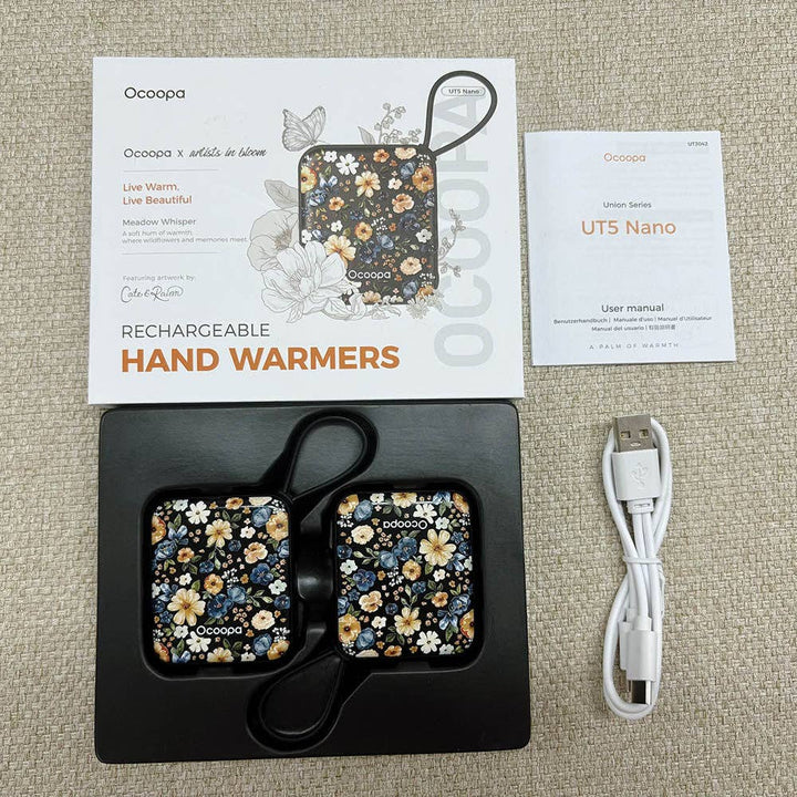 Ocoopa UT5 Nano Floral Reusable Hand Warmer: Flower