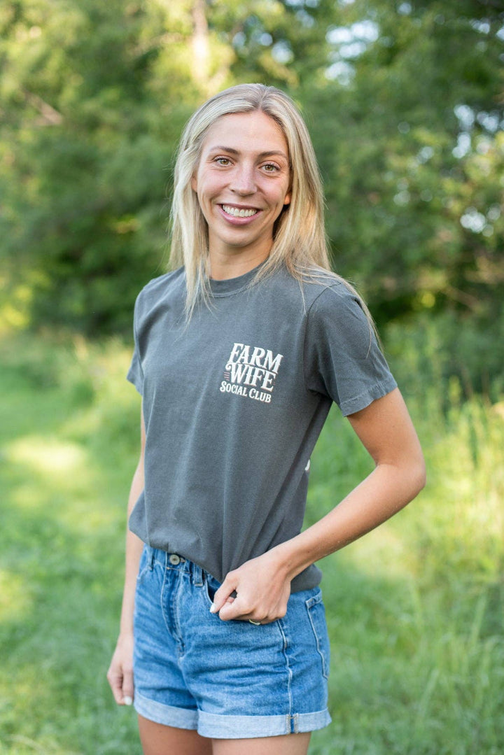 Farm Wife Social Club Charcoal Graphic Women's Tee