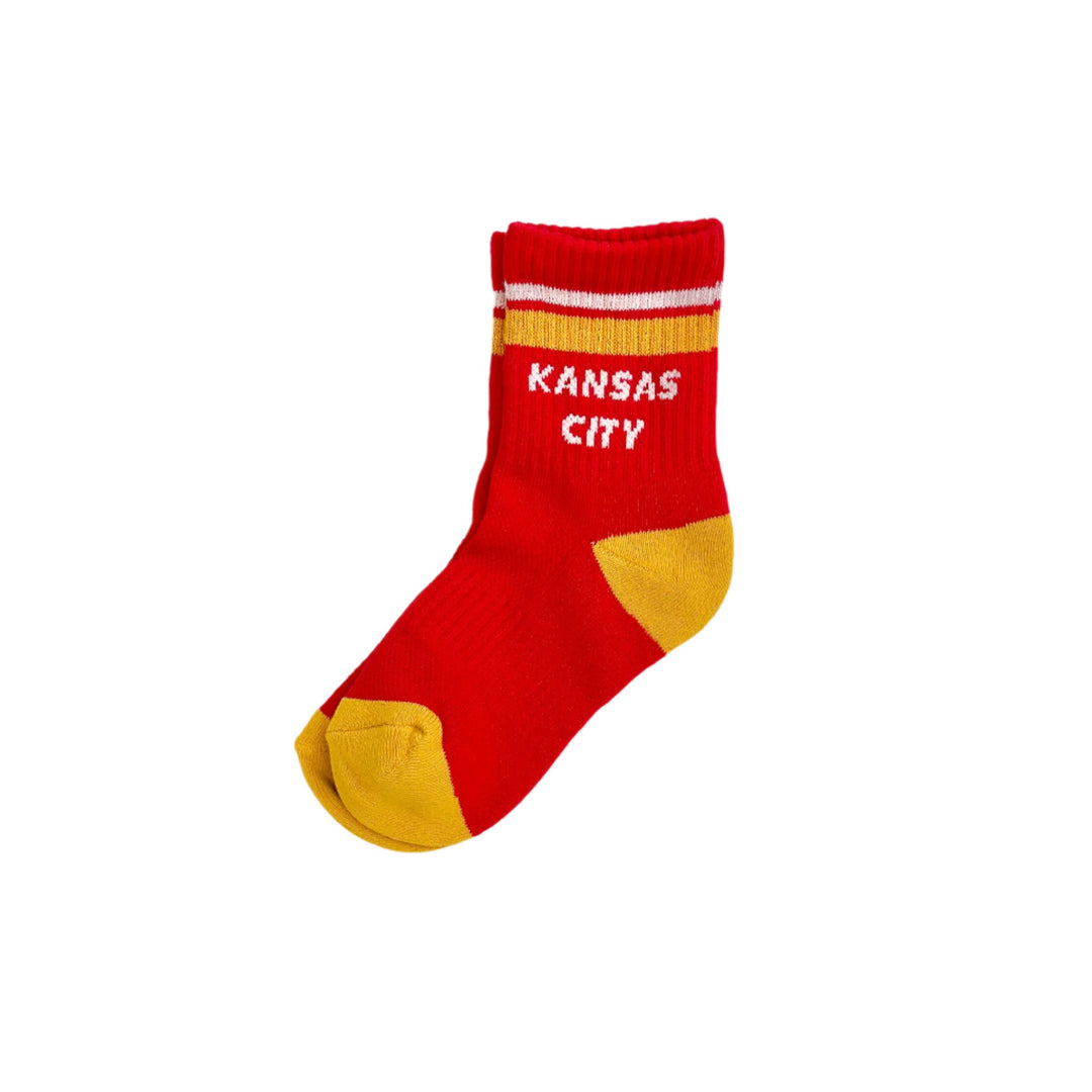 Kansas City Crew Socks - YOUTH - Red with Yellow & White Str