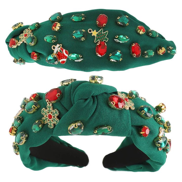 Christmas Themed Jeweled Embellished Headband : Green