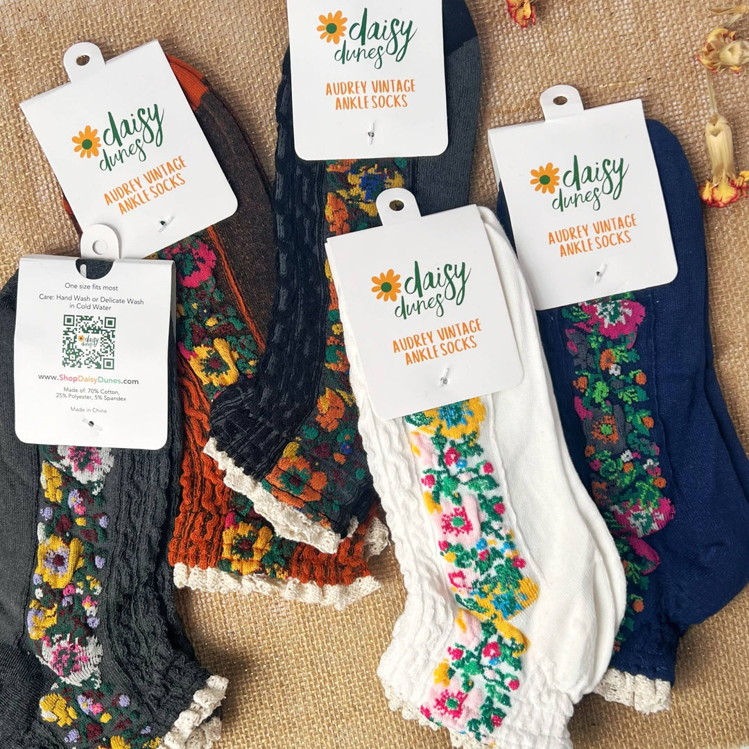 Audrey Vintage Ankle Socks: Navy