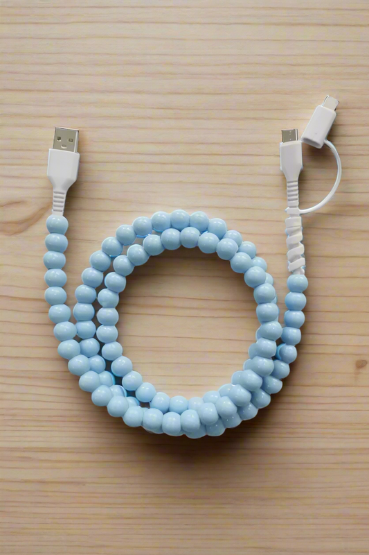 Blue Beaded Cord Phone Charger