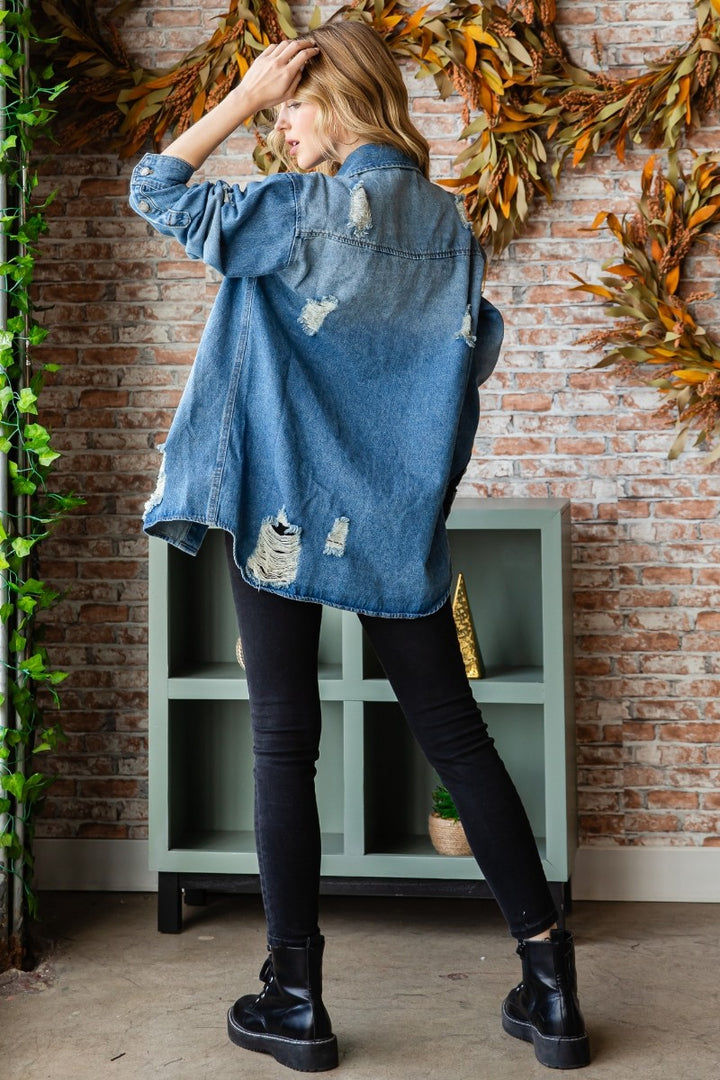 Distressed Denim Shaket