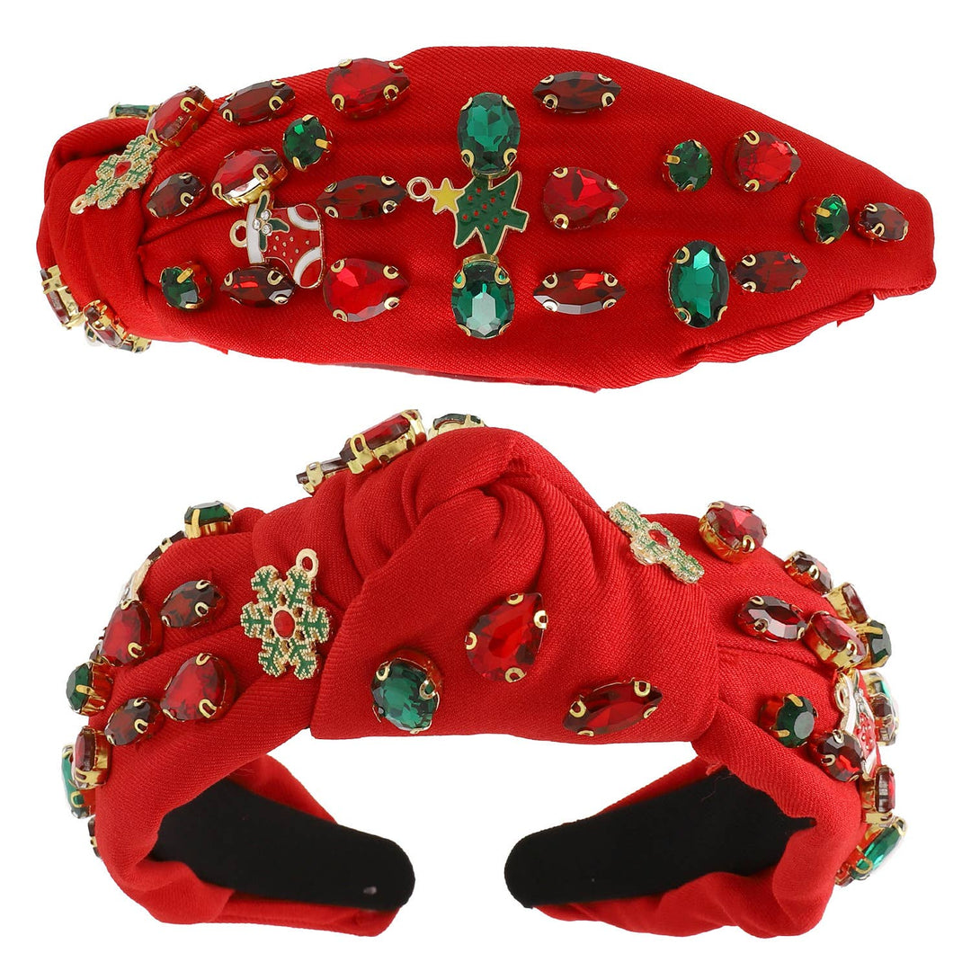 Christmas Themed Jeweled Embellished Headband : Green