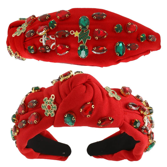 Christmas Themed Jeweled Embellished Headband : Red