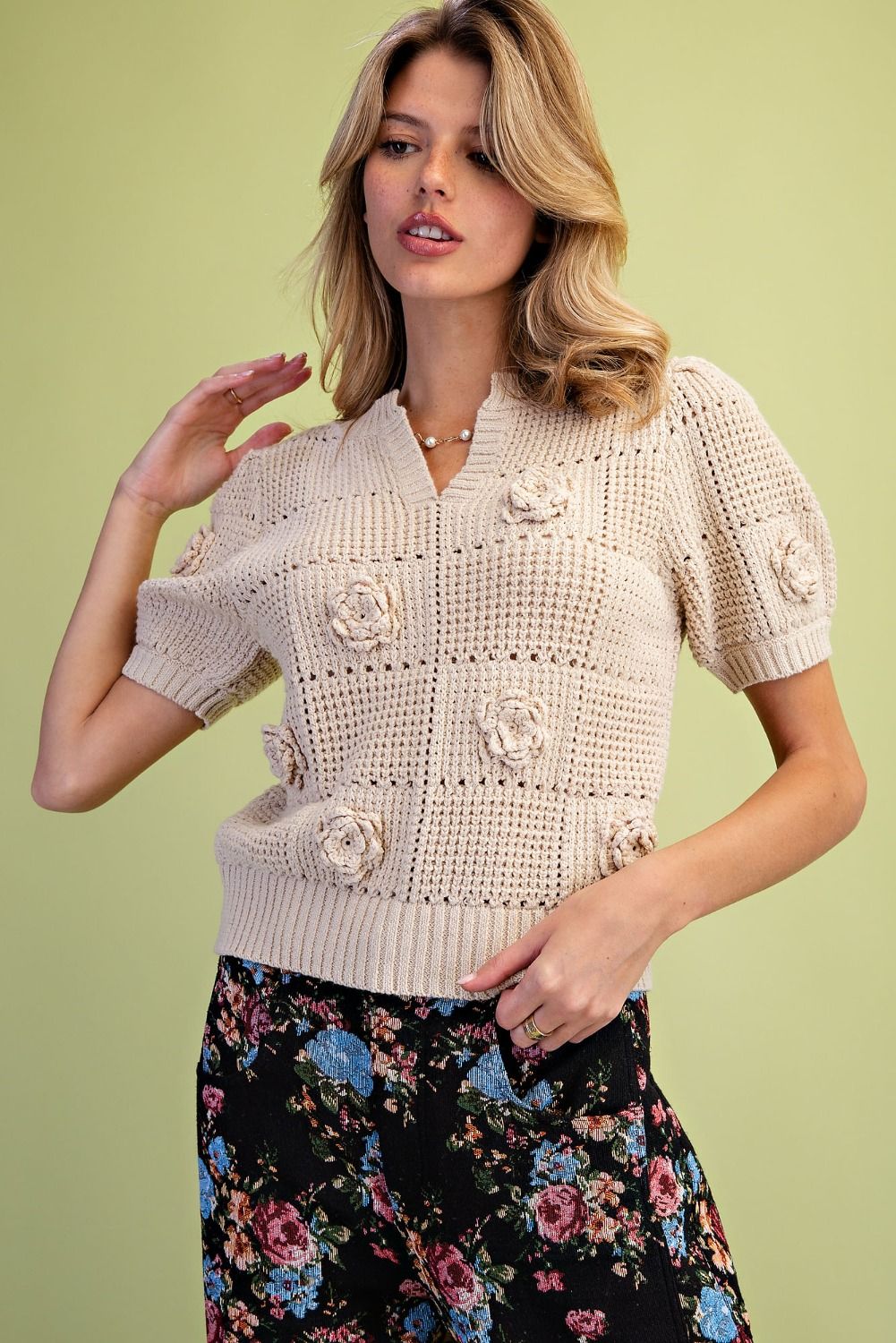 Rosette Knit Top