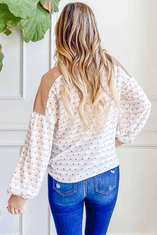 Tiny Star Print Waffle Sweatshirt