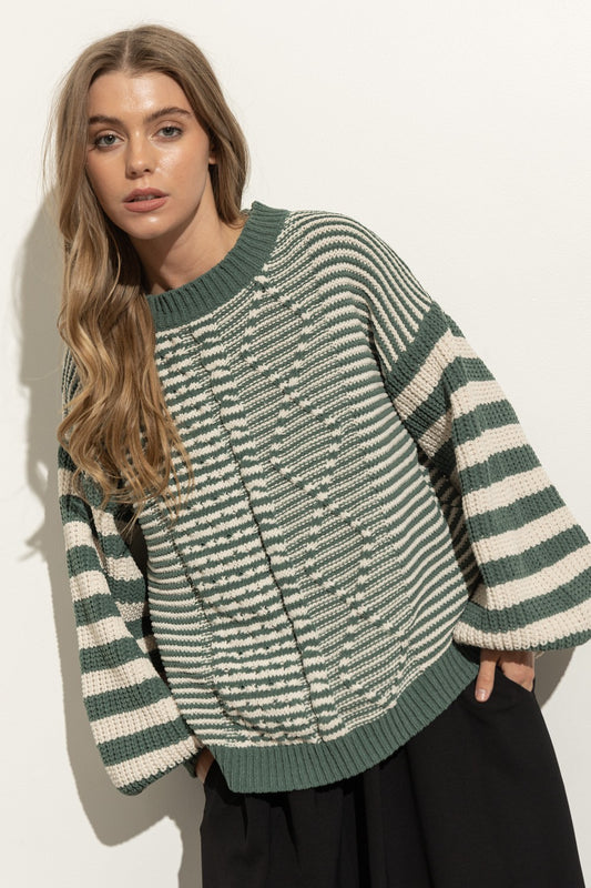 Stripe Cable Sweater