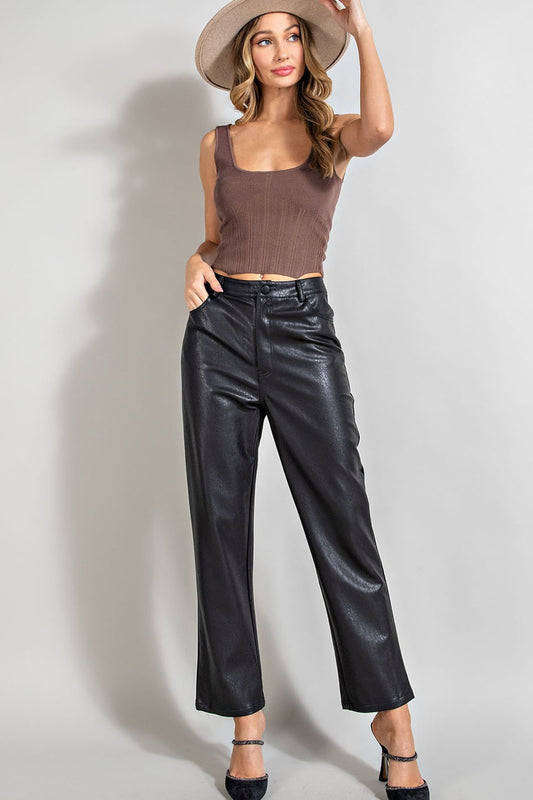 Leather Straight Pants