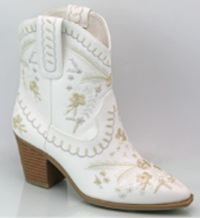 Delaney White Embroidered Boots