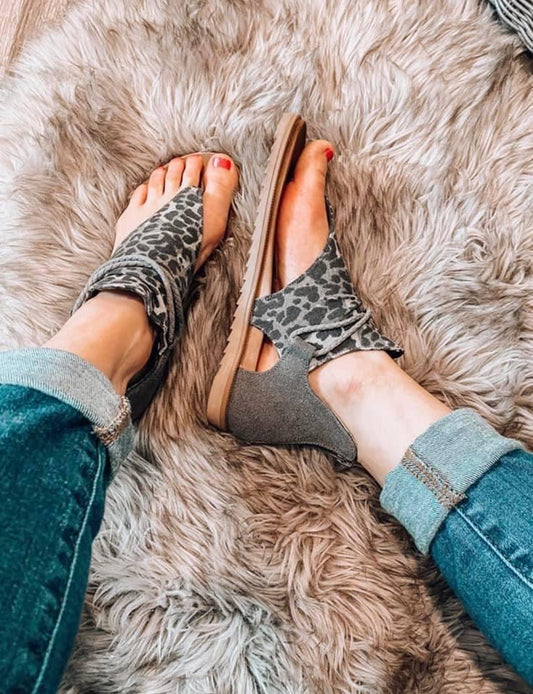 Grey Leopard Sandals