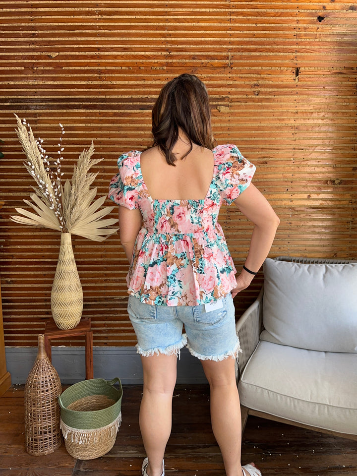 Puff Sleeve Floral Top